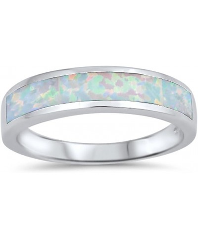 CHOOSE YOUR COLOR Sterling Silver Wedding Ring White (Simulated Opal) $17.90 Bracelets