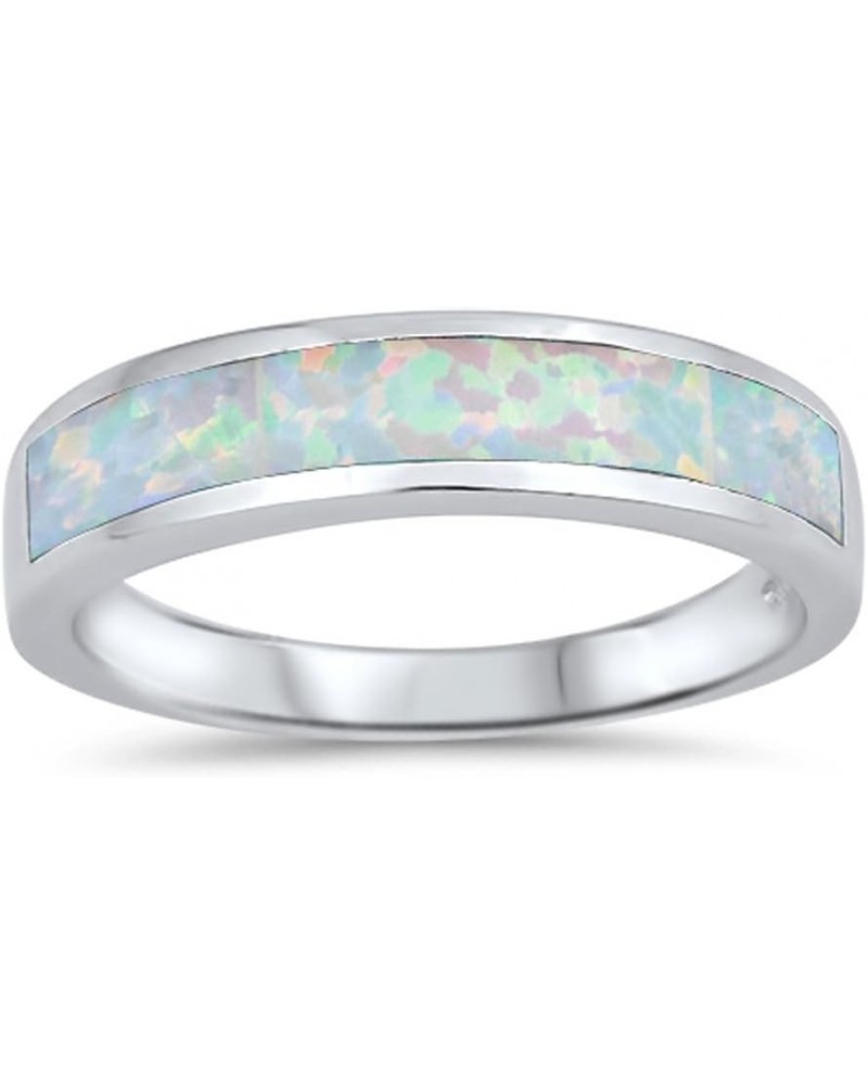 CHOOSE YOUR COLOR Sterling Silver Wedding Ring White (Simulated Opal) $17.90 Bracelets