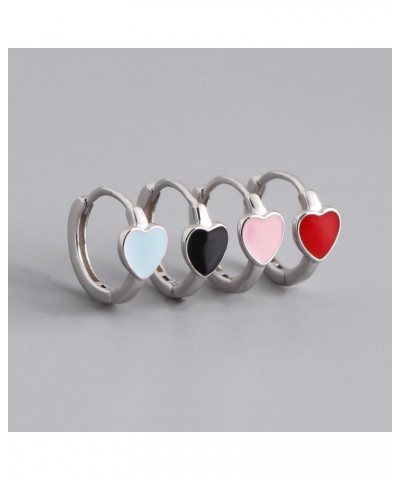 Cute Enamel Heart Hoop Earrings for Women Girls 925 Sterling Silver 14k Gold Plated Hypoallergenic Lovely Small Hoops Huggie ...