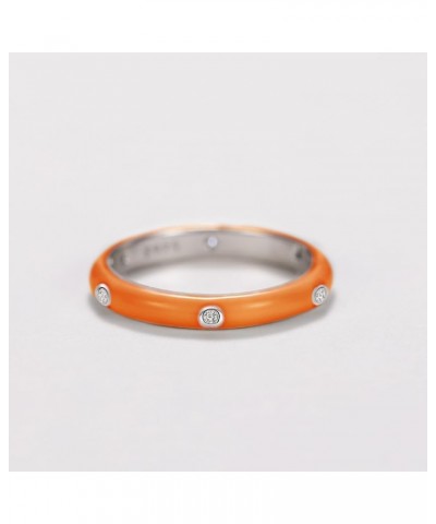 Stackable Enamel Ring 925 Sterling Silver Cubic Zirconia Rainbow Eternity Stacking Band Rings for Women 8(Red) 8 Orange $9.27...