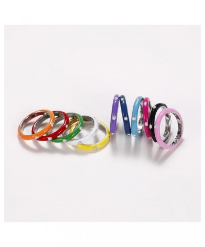 Stackable Enamel Ring 925 Sterling Silver Cubic Zirconia Rainbow Eternity Stacking Band Rings for Women 8(Red) 8 Orange $9.27...