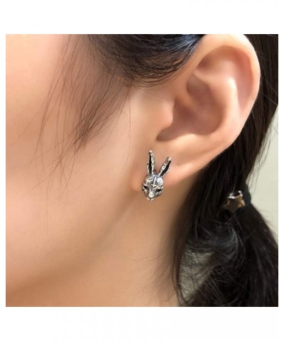 925 Sterling Silver Stud Earrings Punk Retro Novelty Rabbit $11.39 Earrings