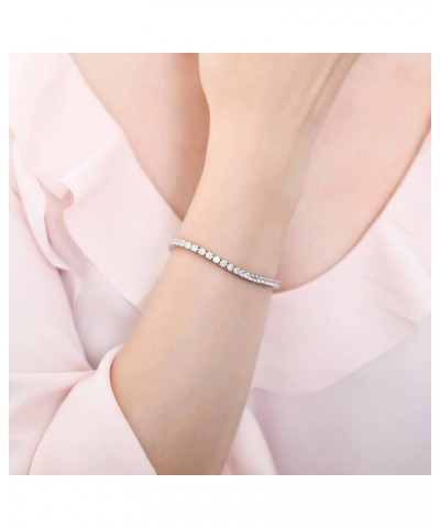 Sterling Silver Cubic Zirconia CZ Statement Tennis Bracelet for Women, Rhodium Plated 6.5 inch $57.09 Bracelets