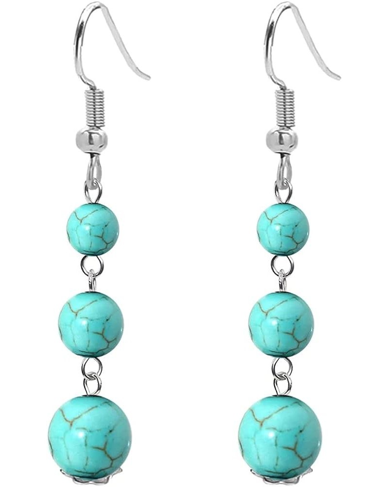 Natural Round Agate earrings for Women Minimalist earrings Agate Stone Bead Tassel Dangle Earrings for Women Gift turquoise $...