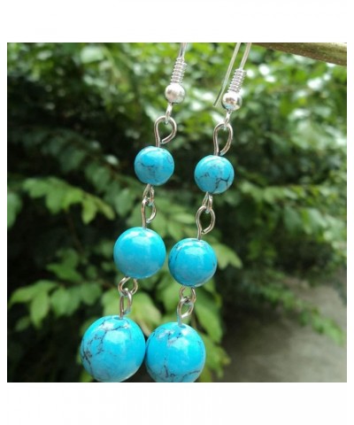 Natural Round Agate earrings for Women Minimalist earrings Agate Stone Bead Tassel Dangle Earrings for Women Gift turquoise $...