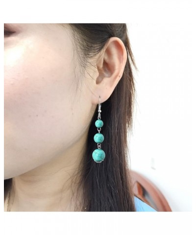 Natural Round Agate earrings for Women Minimalist earrings Agate Stone Bead Tassel Dangle Earrings for Women Gift turquoise $...