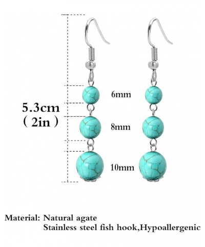 Natural Round Agate earrings for Women Minimalist earrings Agate Stone Bead Tassel Dangle Earrings for Women Gift turquoise $...