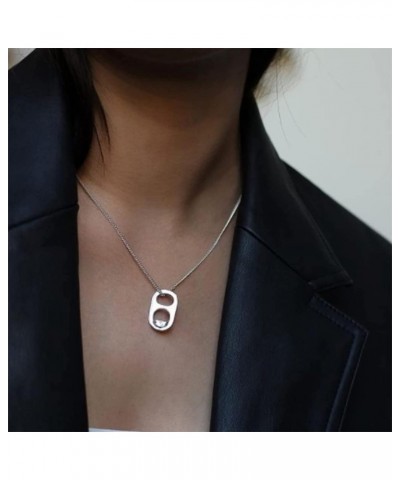 Soda Cap Tab Necklace Layered Paperclip Soda Can Cap Pendant Necklace for Women Girls Fashion Jewelry Silver $7.50 Necklaces