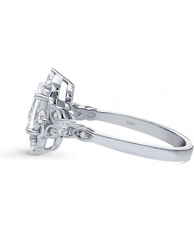 Sterling Silver Halo Wedding Engagement Rings Pear Cut Cubic Zirconia CZ Art Deco Ring for Women, Rhodium Plated Size 4-10 $3...