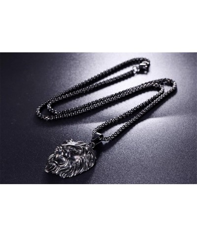 316l Stainless Steel Unique Design Lion Head Pendant Necklace Black-Small(With Chain) $9.75 Necklaces