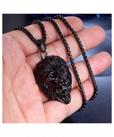 316l Stainless Steel Unique Design Lion Head Pendant Necklace Black-Small(With Chain) $9.75 Necklaces