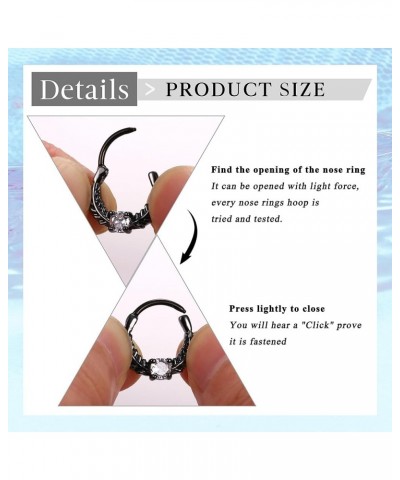 8PCS 16G Septum Clicker Ring Stainless Steel CZ Opal Cartilage Helix Tragus Hoop Daith Earrings Nose Rings Hoop Hinged Segmen...