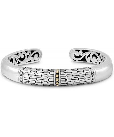 Sterling Silver 925 and 18K Gold Bali Filigree Cuff Bracelet Bali Dragon Bone DHK3126 Medium $41.60 Bracelets