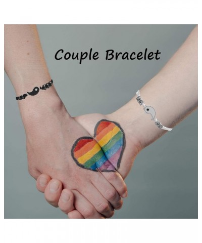 4PCS Couple Bracelets Necklace for Couples Long Distance Couple Bracelets for Him and Her CZ Heart I Love You Couple Necklace...