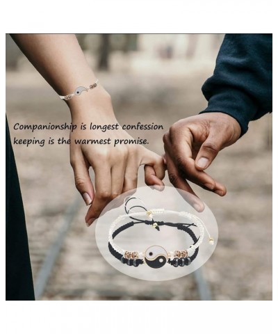 4PCS Couple Bracelets Necklace for Couples Long Distance Couple Bracelets for Him and Her CZ Heart I Love You Couple Necklace...