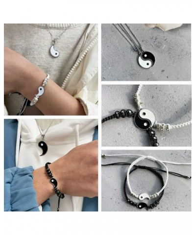 4PCS Couple Bracelets Necklace for Couples Long Distance Couple Bracelets for Him and Her CZ Heart I Love You Couple Necklace...