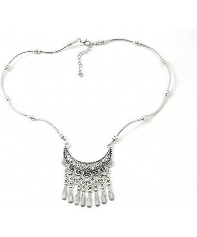 Boho Vintage Antique Ethnic Tribal Indian Oxidized Silver Statement Tassel Pendant Necklace Jewelry for Women Girls $6.59 Nec...