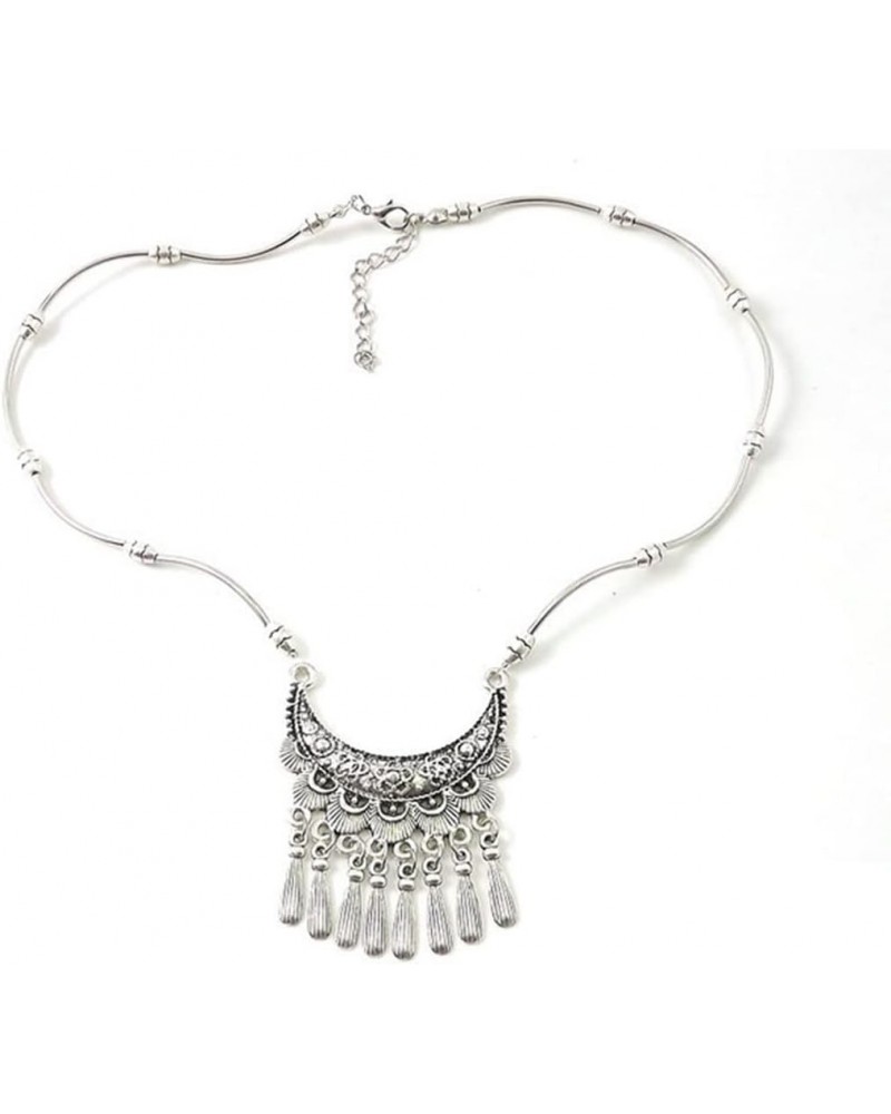 Boho Vintage Antique Ethnic Tribal Indian Oxidized Silver Statement Tassel Pendant Necklace Jewelry for Women Girls $6.59 Nec...