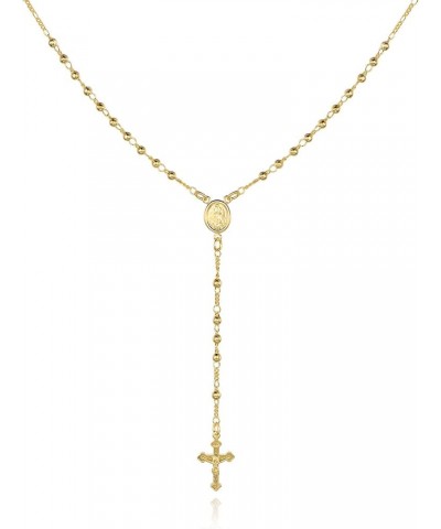 18K Gold Plated Virgin Mary Rosary Bead Cross Necklace - Made In Brazil 18 Inches $11.19 Necklaces