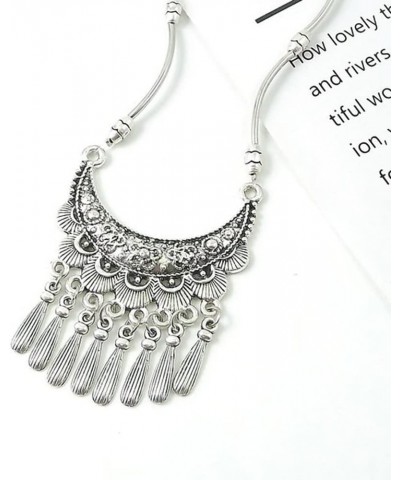 Boho Vintage Antique Ethnic Tribal Indian Oxidized Silver Statement Tassel Pendant Necklace Jewelry for Women Girls $6.59 Nec...