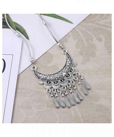 Boho Vintage Antique Ethnic Tribal Indian Oxidized Silver Statement Tassel Pendant Necklace Jewelry for Women Girls $6.59 Nec...