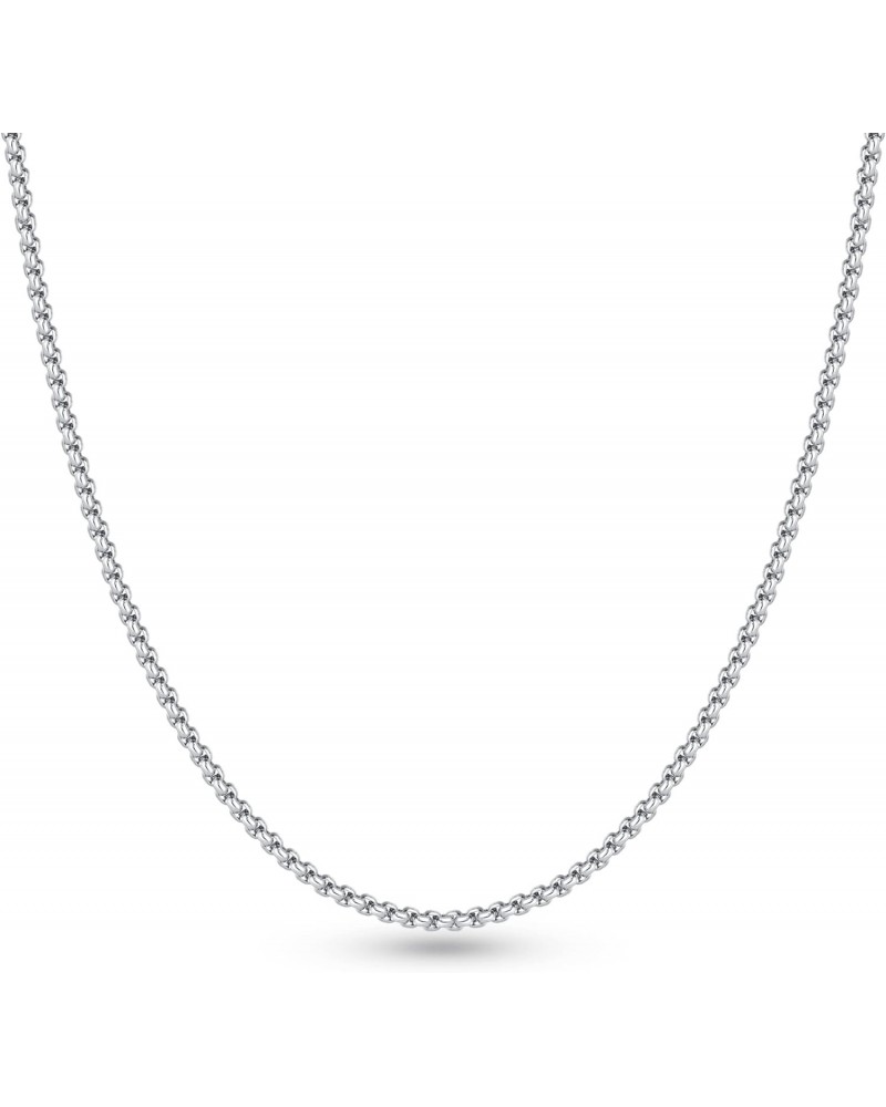 925 Sterling Silver Clasp 2mm Box Chain Necklace for Women Diamond Cut Silver Chain Necklace for Women 16 18 20 22 24 26 30 I...