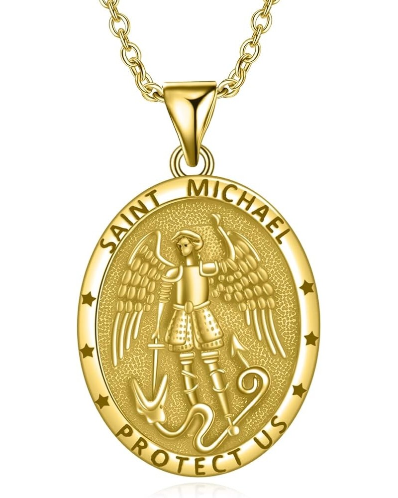 Saint Necklace Amulet Medal St Series Medals Jewelry for Women Men Necklace Catholic Gift Protect Us St Michael-Yellow $15.19...