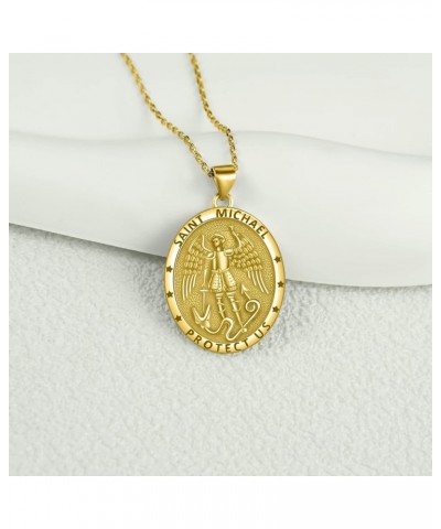 Saint Necklace Amulet Medal St Series Medals Jewelry for Women Men Necklace Catholic Gift Protect Us St Michael-Yellow $15.19...