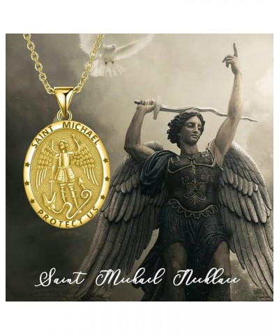 Saint Necklace Amulet Medal St Series Medals Jewelry for Women Men Necklace Catholic Gift Protect Us St Michael-Yellow $15.19...