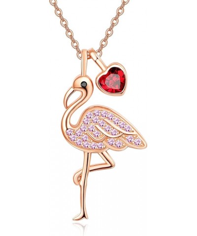 Mother's Day Flamingo Gifts for Women Sterling Silver Flamingo Pendant Necklace Birthstone Jewelry Birthday Gifts for Teens G...