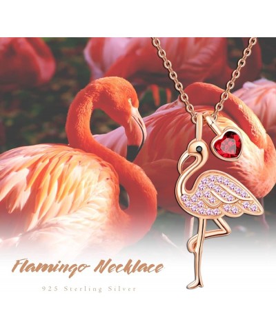 Mother's Day Flamingo Gifts for Women Sterling Silver Flamingo Pendant Necklace Birthstone Jewelry Birthday Gifts for Teens G...