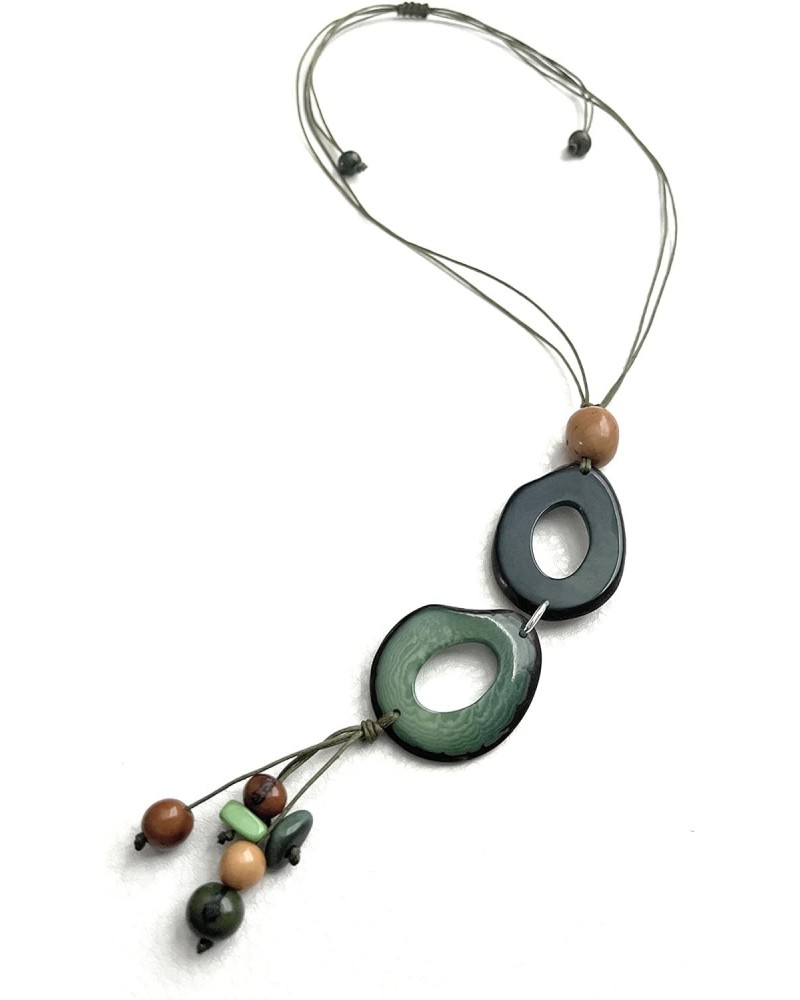 Long Necklace in Green Tag539, Vegetable Ivory Necklace, Organic Jewelry, Olive Green, TAG539GB $14.49 Necklaces