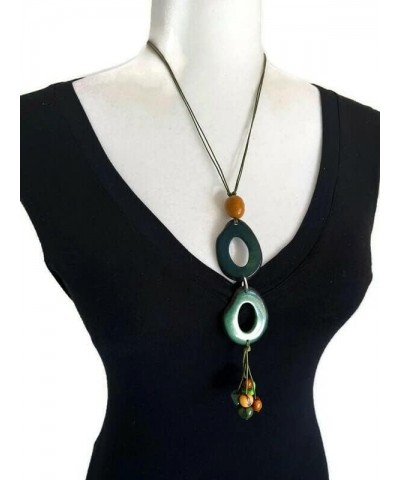 Long Necklace in Green Tag539, Vegetable Ivory Necklace, Organic Jewelry, Olive Green, TAG539GB $14.49 Necklaces