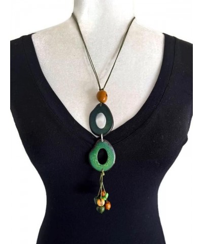 Long Necklace in Green Tag539, Vegetable Ivory Necklace, Organic Jewelry, Olive Green, TAG539GB $14.49 Necklaces