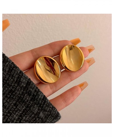 Chunky Gold Earrings for Women Statement Geometric Stud Drop Earrings Round Button Dangle Earring Trendy Jewelry Gifts $9.35 ...