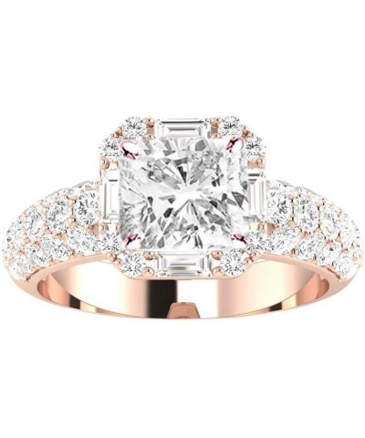 1.75 Ctw Cushion Cut Designer Popular Halo Baguette Round 14K White Gold Diamond Engagement Ring (J-K Color I1-I2 Clarity 1 C...