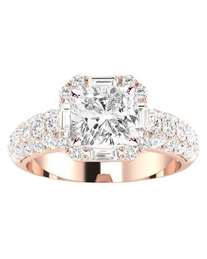 1.75 Ctw Cushion Cut Designer Popular Halo Baguette Round 14K White Gold Diamond Engagement Ring (J-K Color I1-I2 Clarity 1 C...