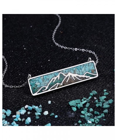 Gemstone Mountain Necklace for Women Turquoise Tumbled Chips Pendant Necklace Dainty Mountain Range Bar Necklaces for Women G...