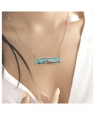 Gemstone Mountain Necklace for Women Turquoise Tumbled Chips Pendant Necklace Dainty Mountain Range Bar Necklaces for Women G...