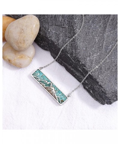 Gemstone Mountain Necklace for Women Turquoise Tumbled Chips Pendant Necklace Dainty Mountain Range Bar Necklaces for Women G...