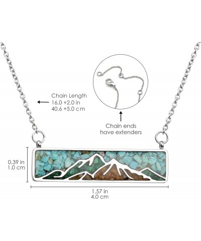 Gemstone Mountain Necklace for Women Turquoise Tumbled Chips Pendant Necklace Dainty Mountain Range Bar Necklaces for Women G...