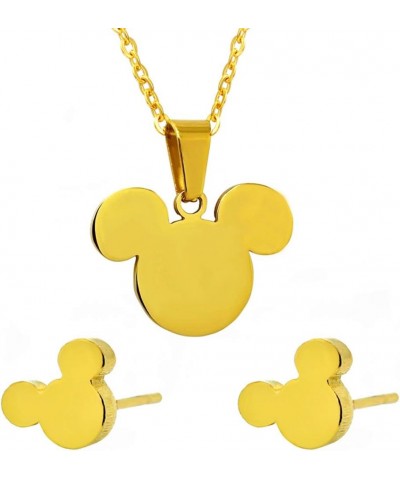 Mouse Mickey Jewelry Set For Women Necklace Earrings Sets Stainless Steel Crystal Girls Fashion Gift Gold Mickey $9.02 Jewelr...