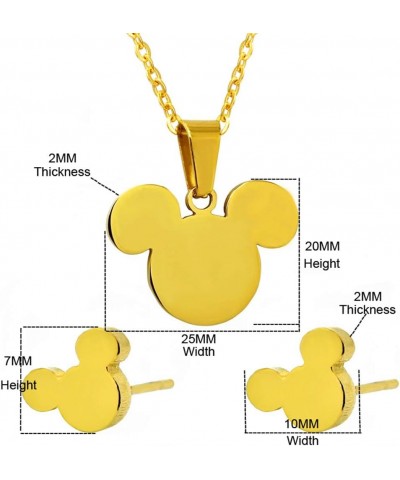 Mouse Mickey Jewelry Set For Women Necklace Earrings Sets Stainless Steel Crystal Girls Fashion Gift Gold Mickey $9.02 Jewelr...