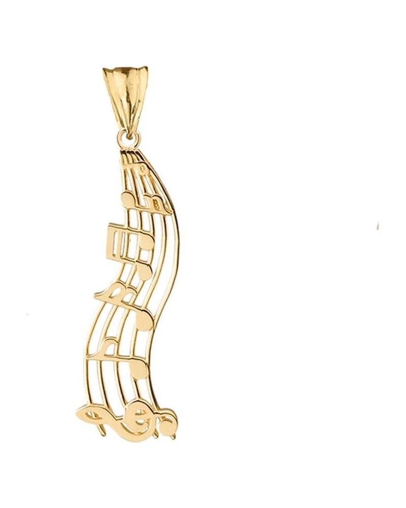 Fine Vertical Musical Notes Charm Pendant in 10k Yellow Gold $60.00 Necklaces