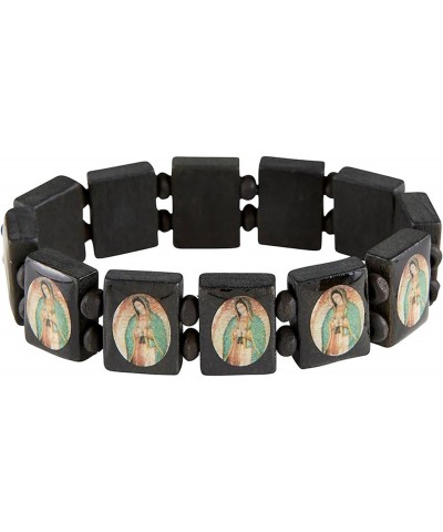 Virgin Mary Bracelet with Our Lady Of Guadalupe Prayer Card, The Lord's Prayer | Black Wood Our Lady Of Guadalupe Bracelet wi...