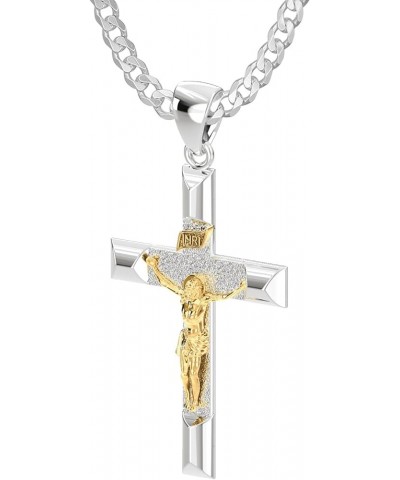 Ladies 32mm 925 Sterling Silver High Polished Crucifix Cross Pendant Necklace, 18in to 24in 18in 2.3mm Curb Chain $38.25 Neck...