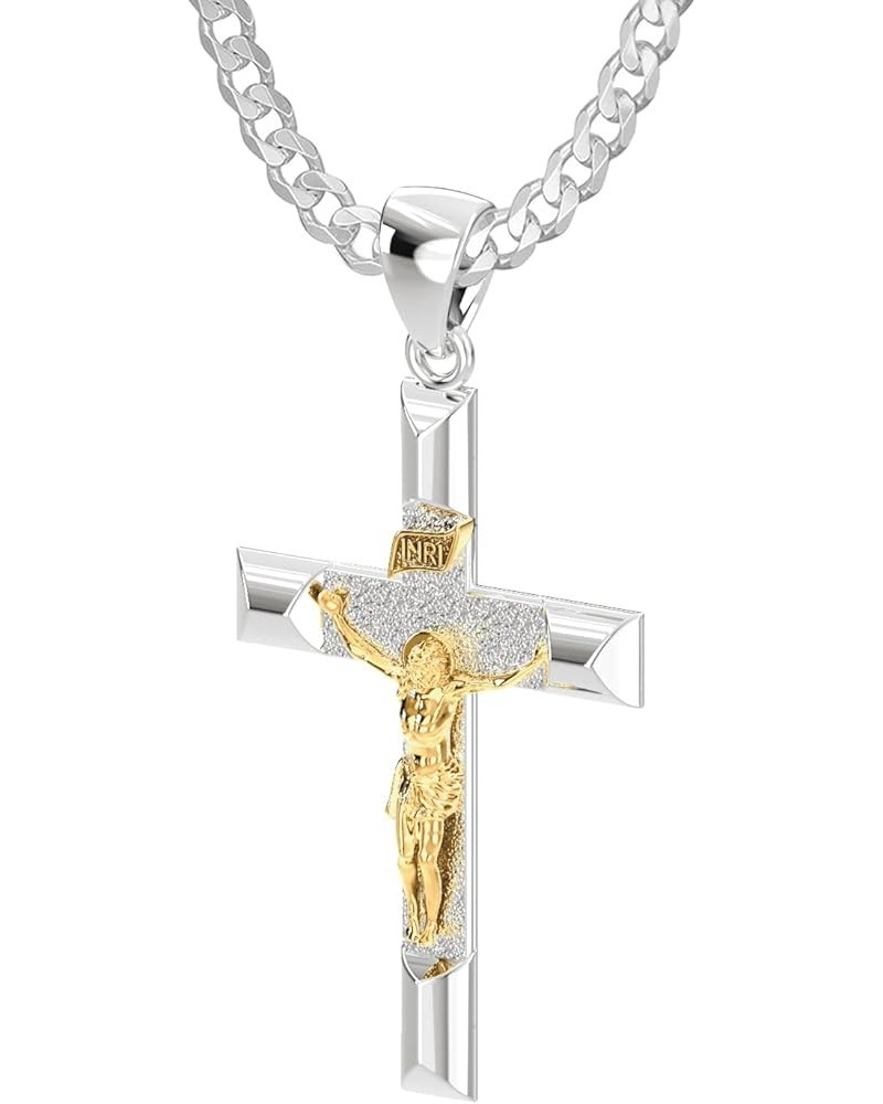 Ladies 32mm 925 Sterling Silver High Polished Crucifix Cross Pendant Necklace, 18in to 24in 18in 2.3mm Curb Chain $38.25 Neck...