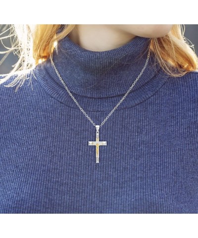 Ladies 32mm 925 Sterling Silver High Polished Crucifix Cross Pendant Necklace, 18in to 24in 18in 2.3mm Curb Chain $38.25 Neck...