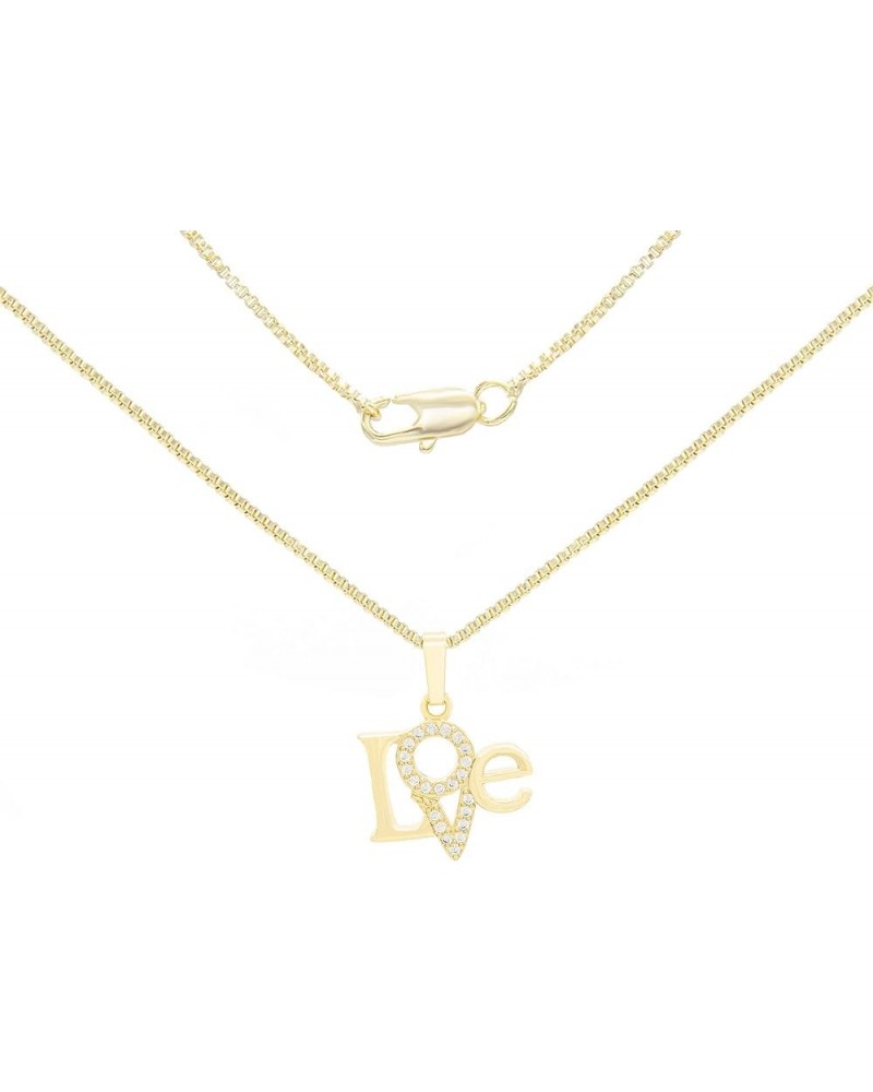 BEBERLINI Lock Love Pendant 14K Gold Filled Box Rope Cuban Link Necklace CZ Charm Set Lobster Clasp Cubic Zirconia Fashion Je...