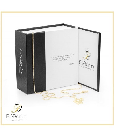 BEBERLINI Lock Love Pendant 14K Gold Filled Box Rope Cuban Link Necklace CZ Charm Set Lobster Clasp Cubic Zirconia Fashion Je...